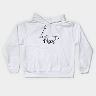 Pisces Zodiac Constellation in Black Kids Hoodie